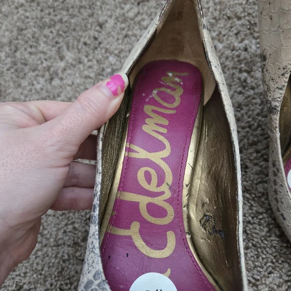 Sam Eldeman Snake Print Platform Womens Heels Size 8.5 Leather - Picture 10 of 13